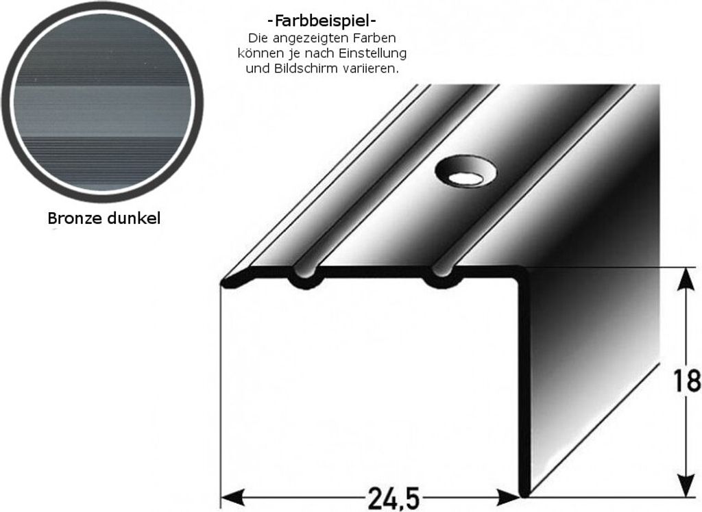 Winkelprofil "Salerno" / Winkelprofil 24,5 mm Typ: 88/89 (Aluminium eloxiert, gebohrt oder selbstklebend) -bronze dunkel-2000-gebohrt-18 mm