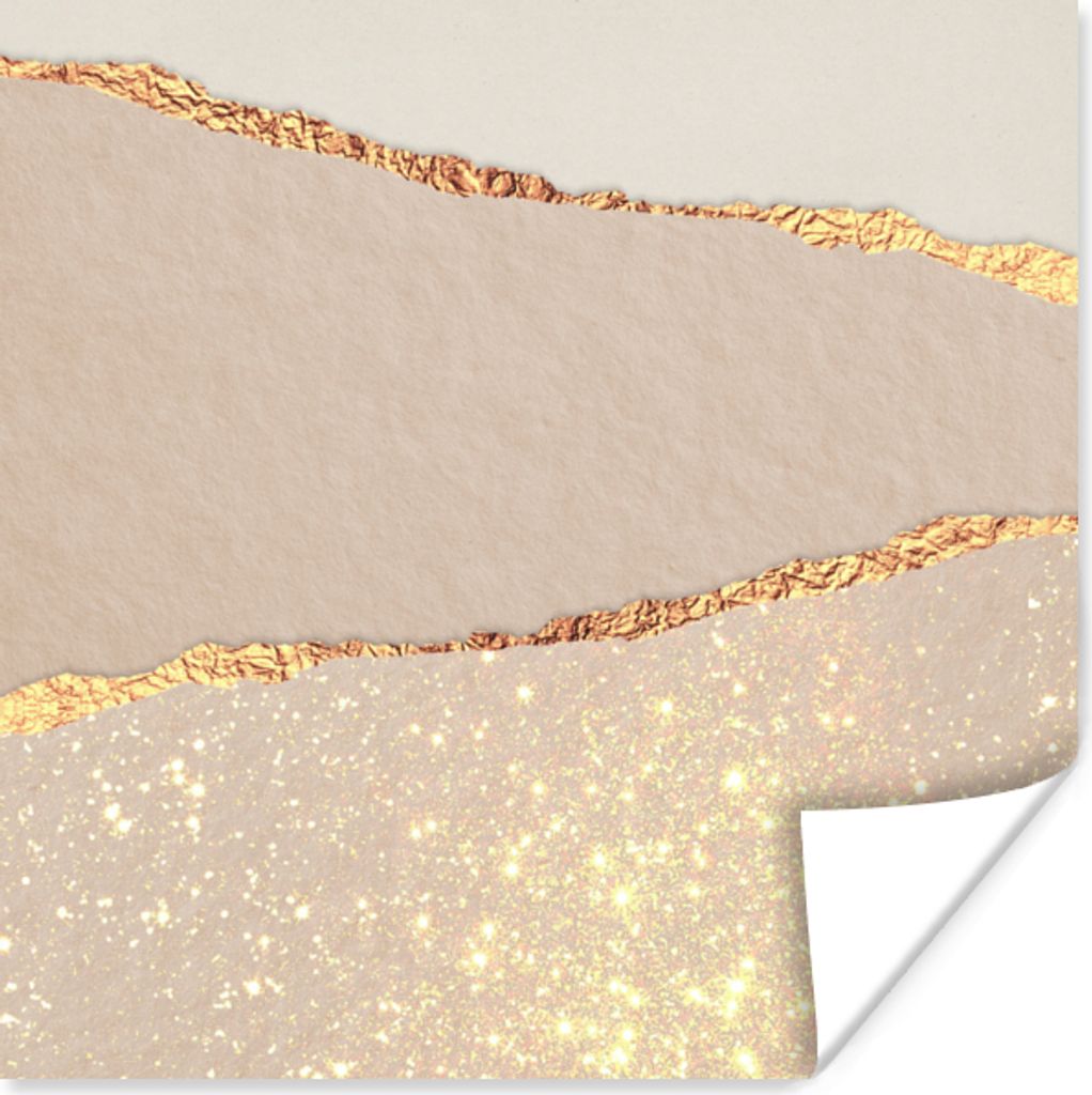 MuchoWow Poster Luxus - Gold - Glitzer - Rosa 50x50 cm - Wohnzimmerdekoration