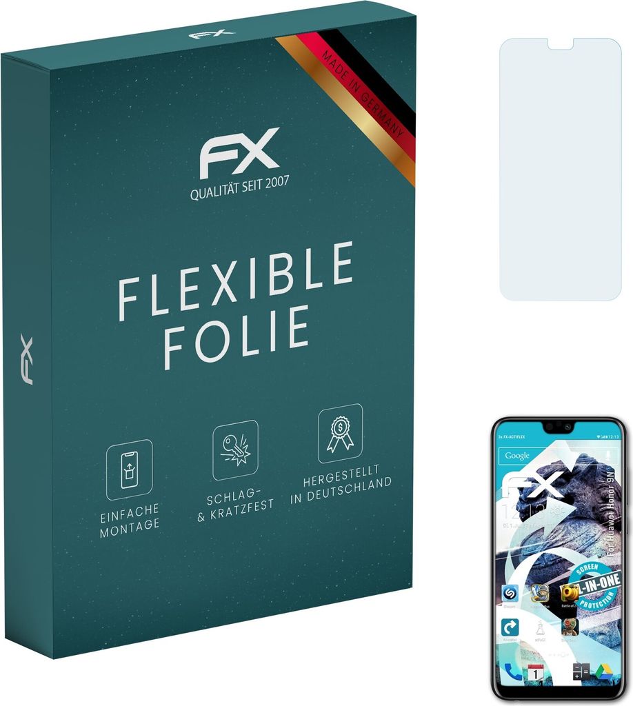 atFoliX FX-ActiFleX 3x Schutzfolie kompatibel mit Huawei Honor 9N Folie