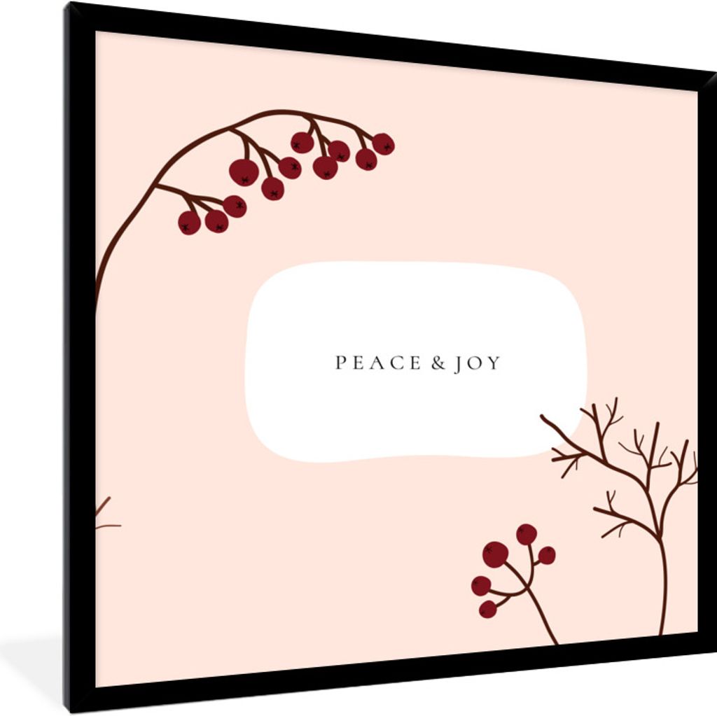 MuchoWow Gerahmtes Poster Zitat - Beeren - Zweige 40x40 cm - Poster mit Schwarzem Bilderrahmen Wandposter Rahmen Foto Bilder - Mit Rahmen - Wandd...