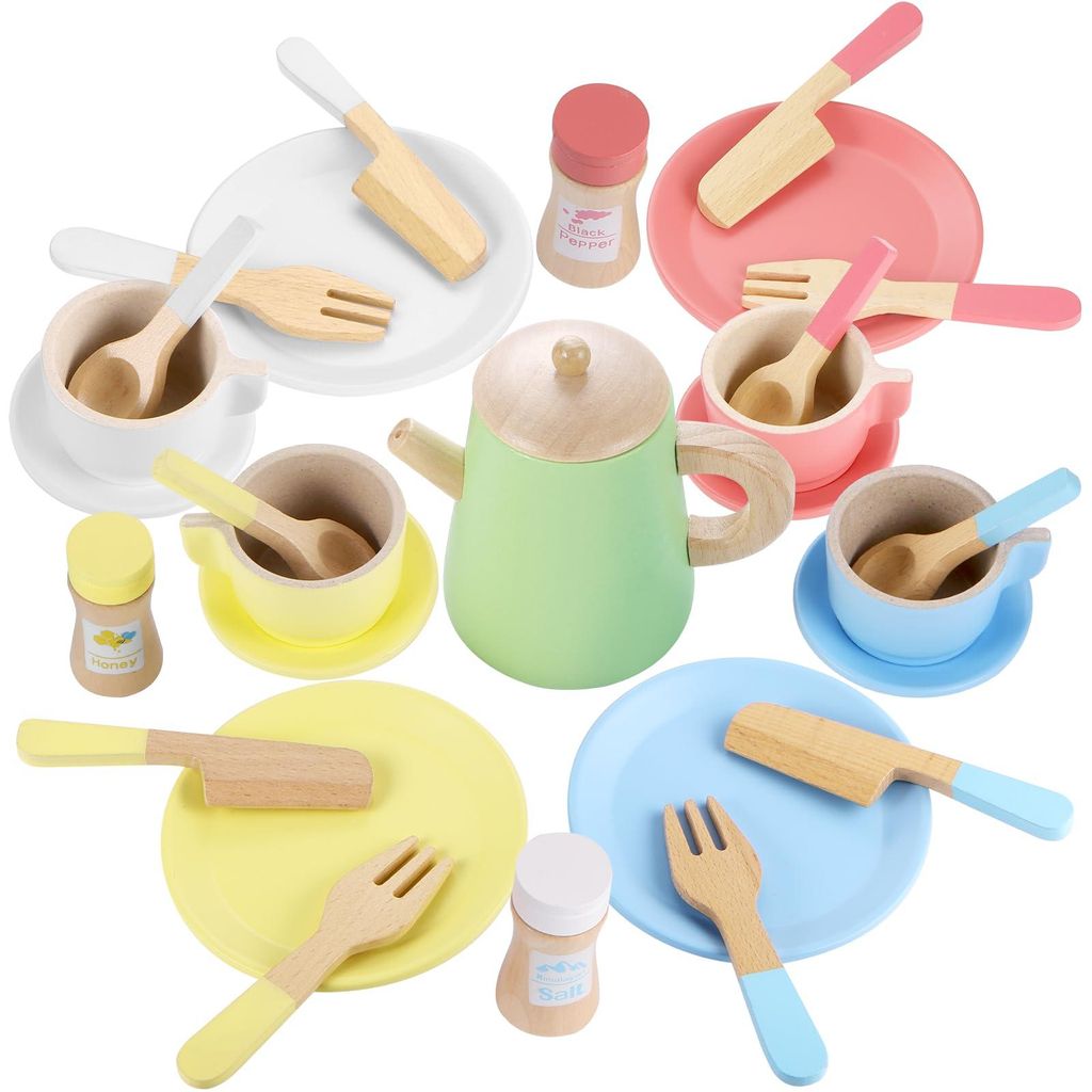 Kinder Geschirr-Set aus Holz, Spielküchen-Zubehör mit Produktbild 