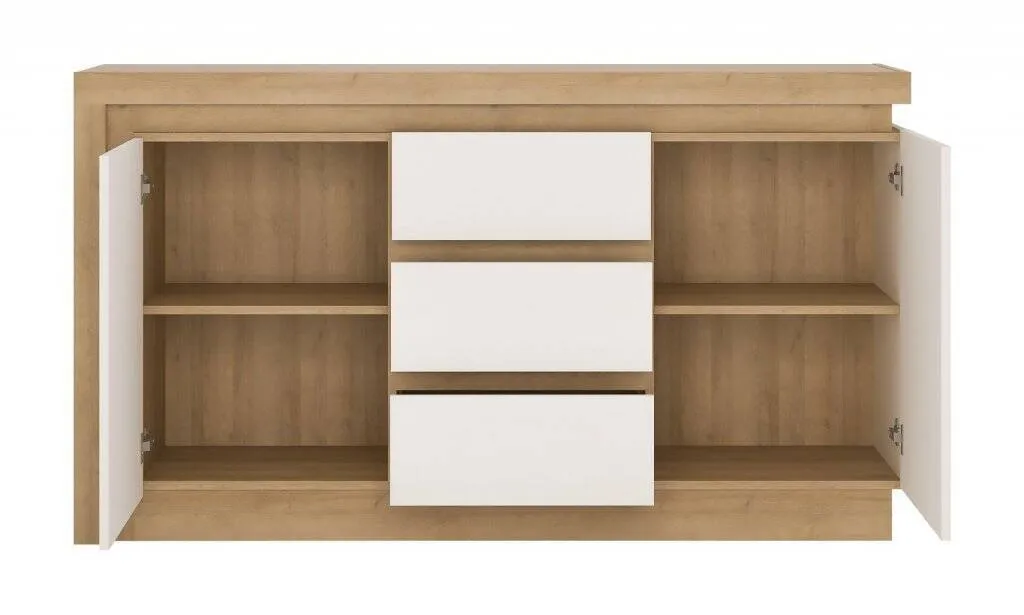 Commode de salon Lyon 5 compartiments bois clair et métal - Durable - 2