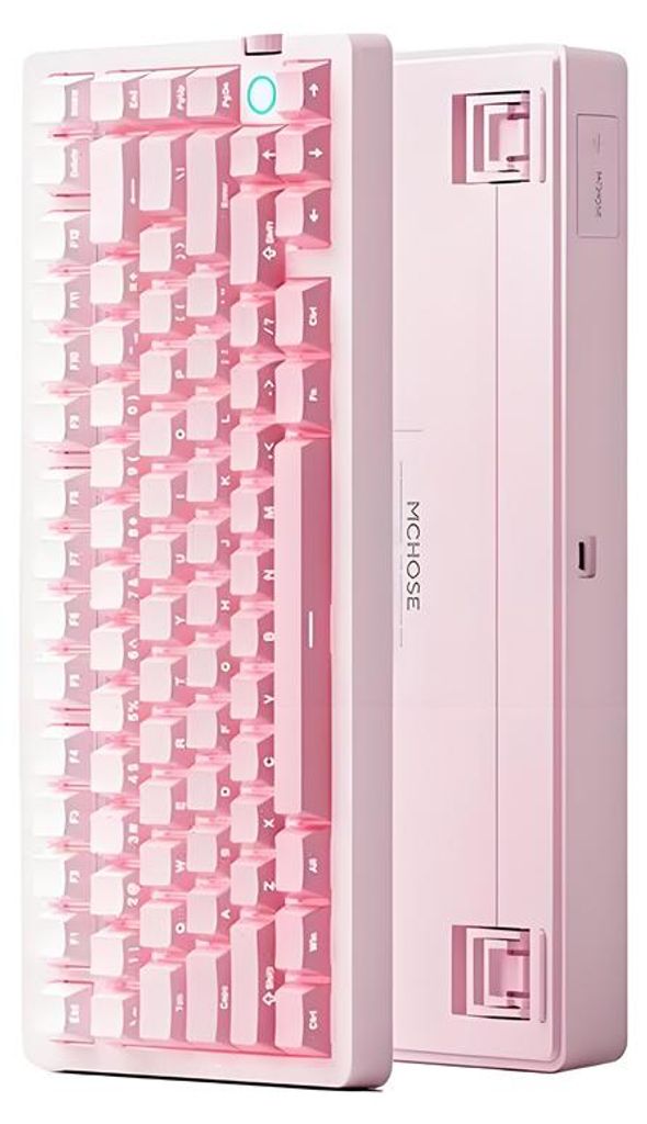 MCHOSE G75 V2 Mechanische Tastatur Tri-Mode 81 Tasten Hot-Swap RGB Gasket Design Drehregler 10000mAh Gaming Keyboard, Pink