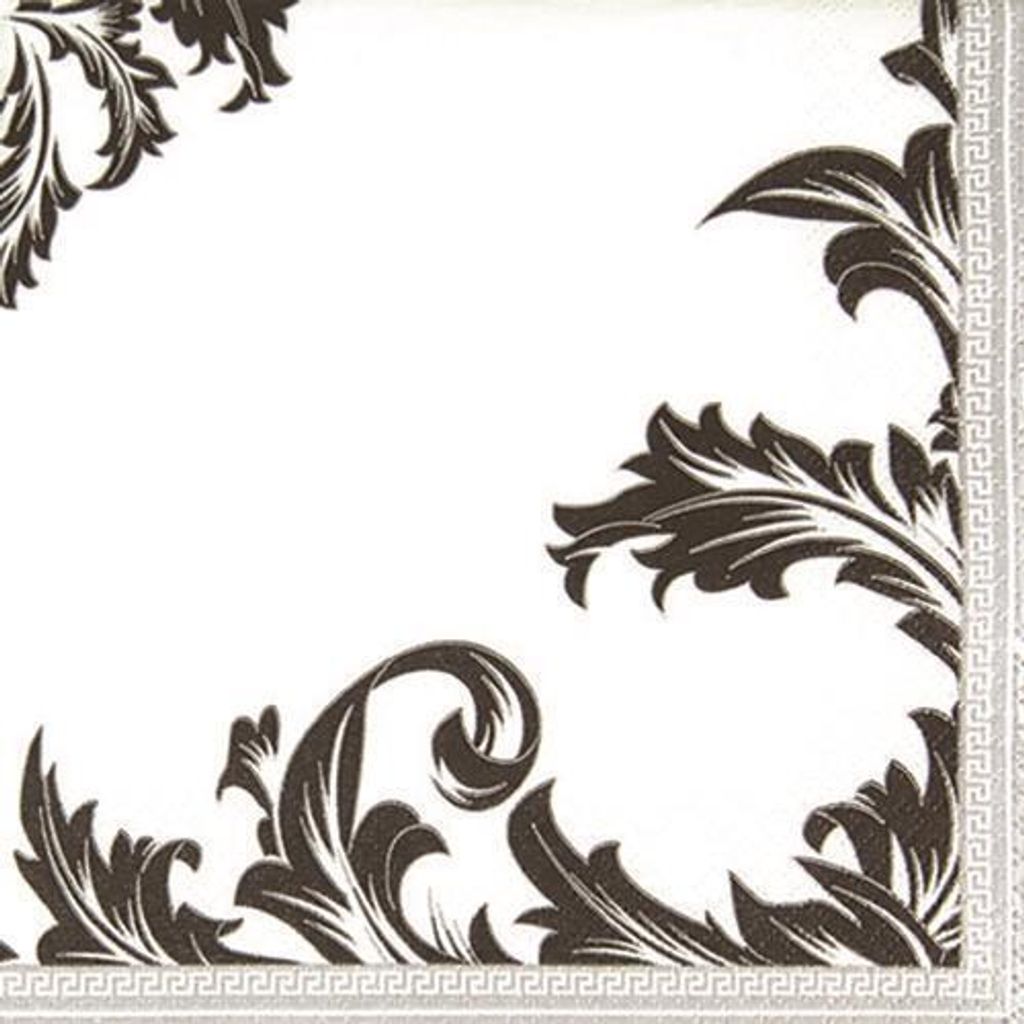 RP 20 Servietten Luxury black/silver - Ornamente edel Produktbild 