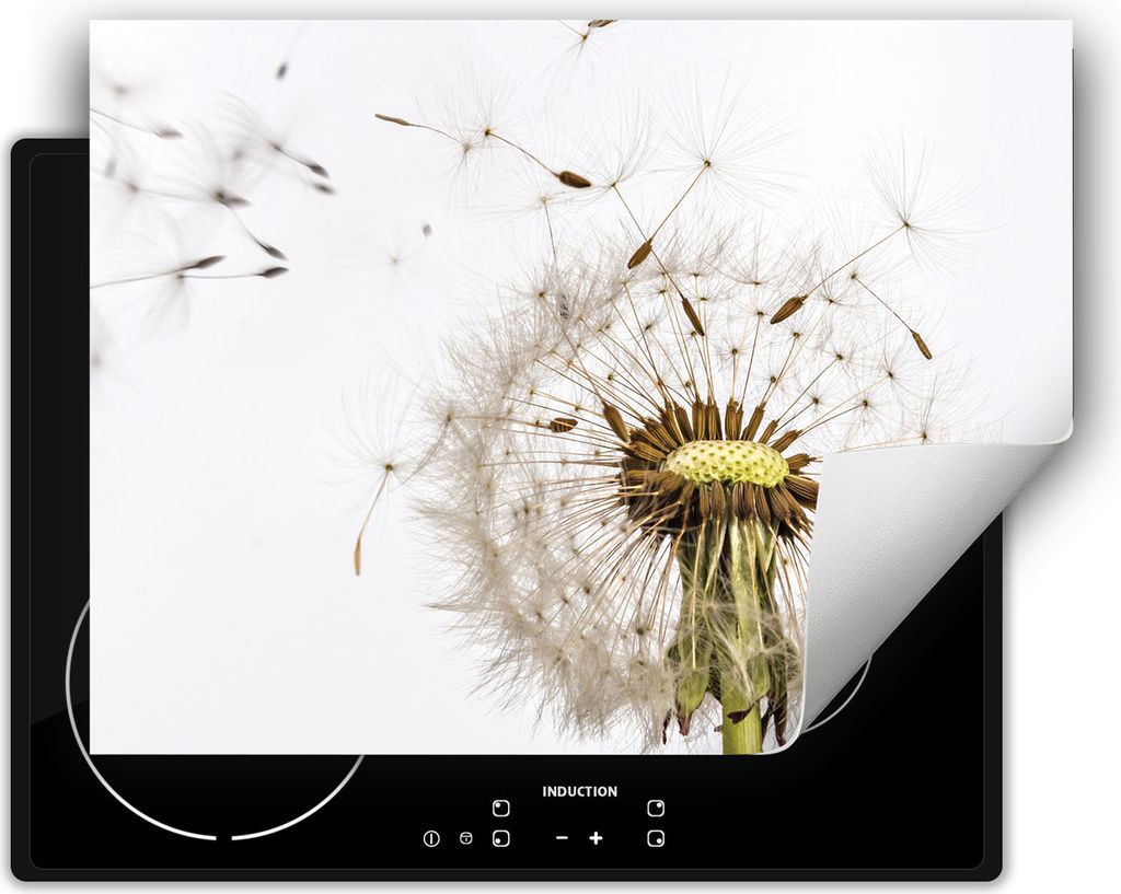 DarHaus Herdabdeckplatte 70x52 cm Anti Rutsch Matte Aufrollbar, weiß - Blume