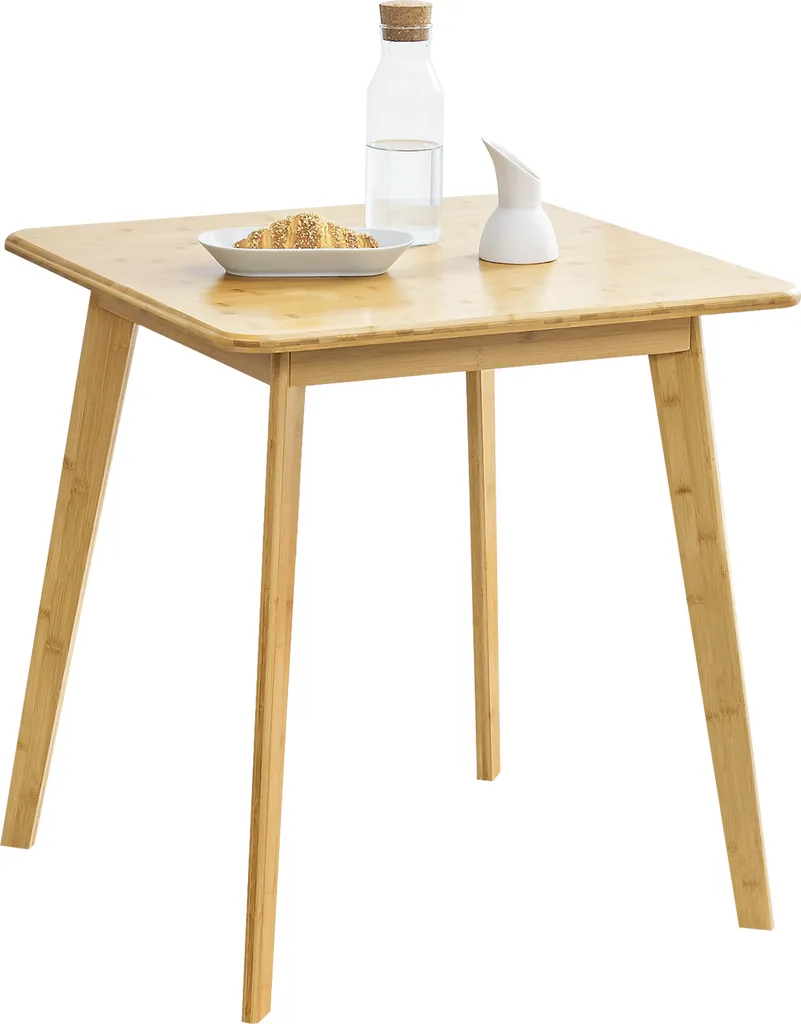 Table carrée 70 cm Närpes en bambou : la solution pour cuisine étroite