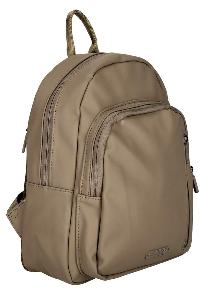 kleiner Damen Rucksack leder Optik City Bag Plane Tasche Bag Taupe