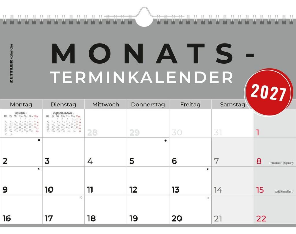 Mesačný kalendár termínov 1M/1S 2027 Obrázok produktu 