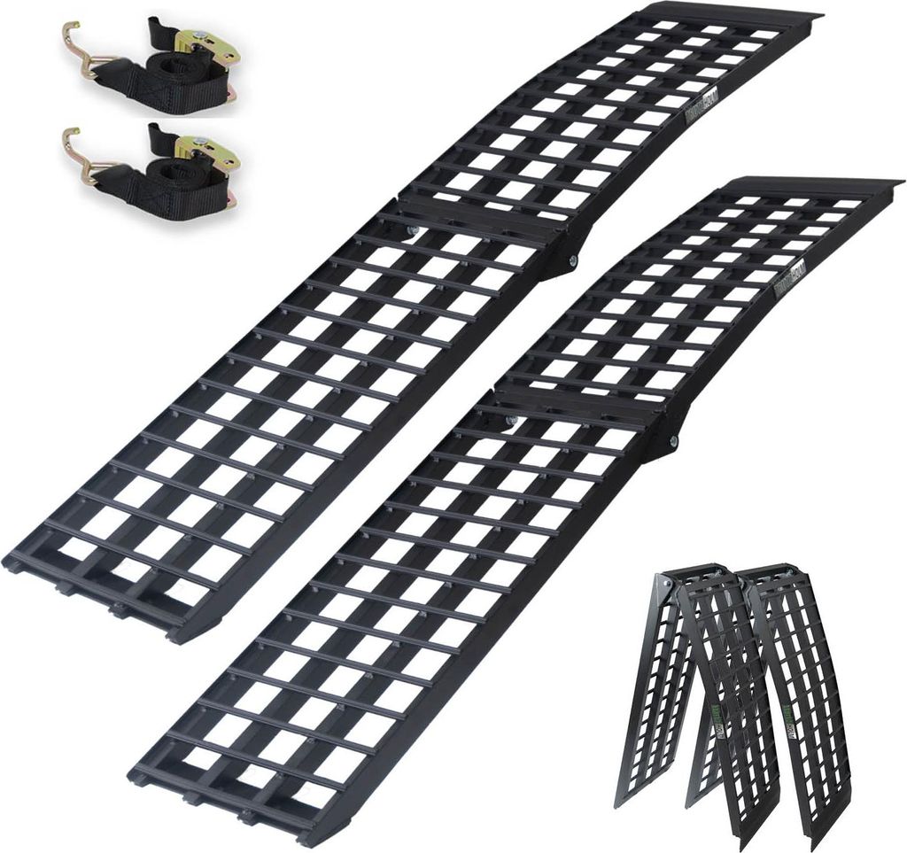 TRUTZHOLM 2 x Auffahrrampen 230 cm Traglast 1360 kg Alu klappbar schwarz Riffelstab Verladerampen