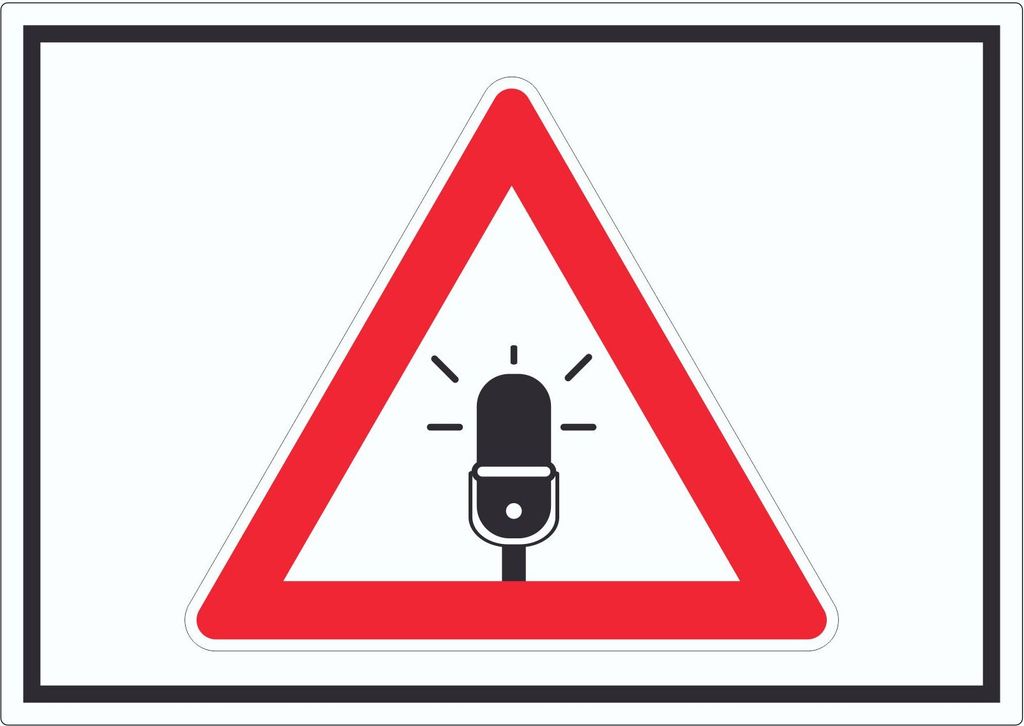 Achtung Audioüberwachung Aufkleber Symbol A3 (297x420mm)