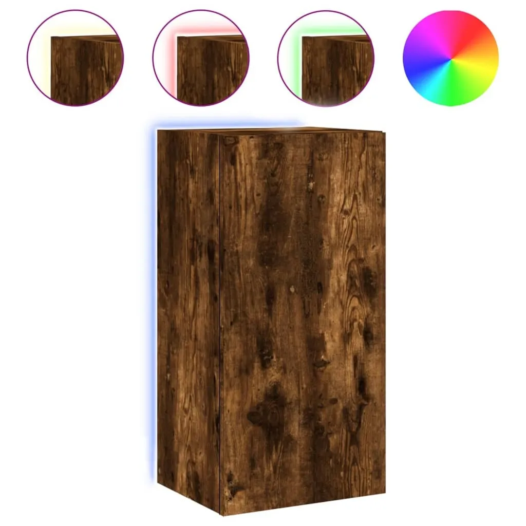 Porta TV Sospeso SYFAX Rovere Fumo 80cm LED | Arredo Soggiorno Tech