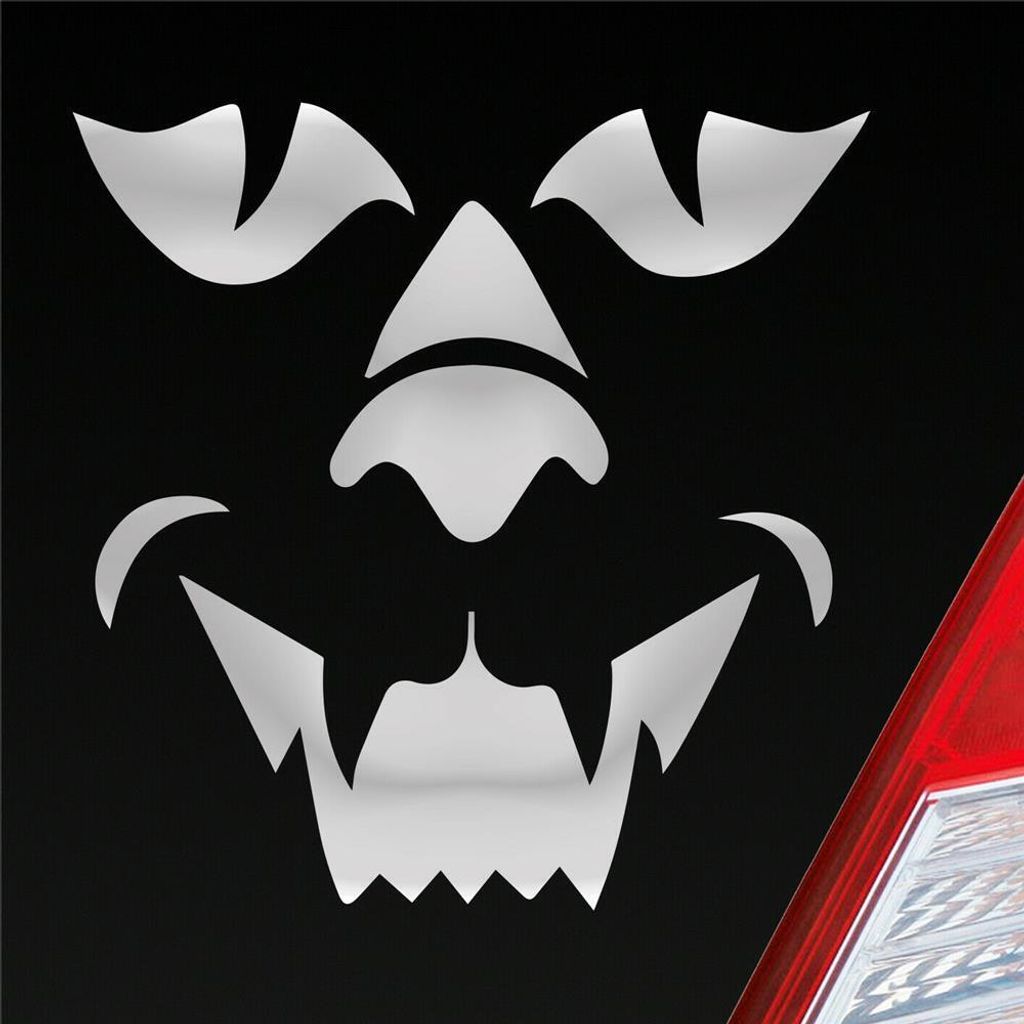 Auto Aufkleber Löwe Monster Dämon Lion CAR KFZ PKW Roller Motorrad 10x10 cm Silber Sticker Heckscheibenaufkleber