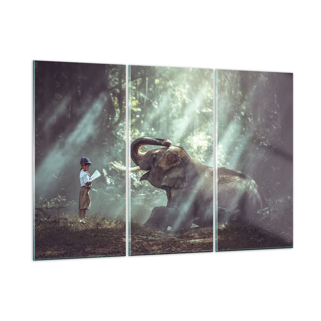 Bilder auf glas - Elefant Dschungel Stoßzahn - 165x110cm - Glasbilder - Wandbilder - Kunstdruck - zum Aufhängen bereit - Wanddekoration aus Glas ...