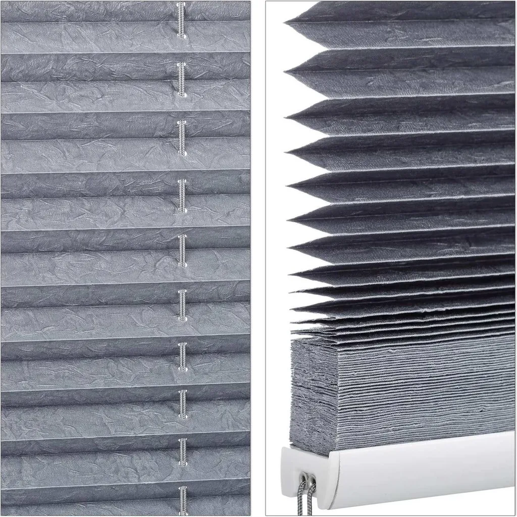 Store plissé gris sans perçage ajustable avec fixation clipsable 80cm - 7