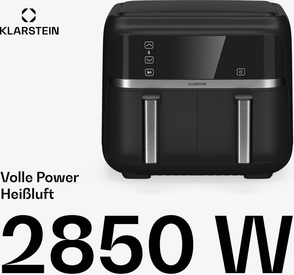 Klarstein Heißluftfritteuse, Airfryer mit 2 Kammern, 2850W Produktbild 3