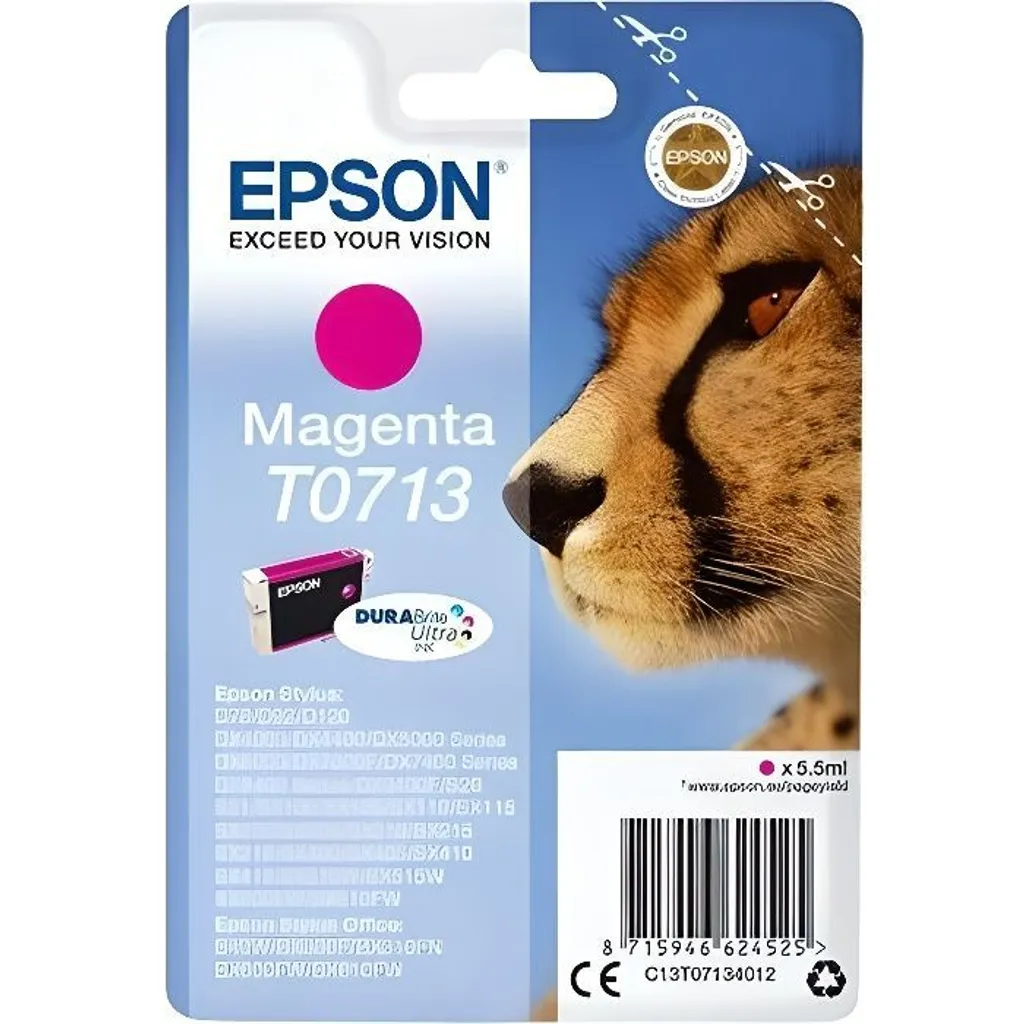 Epson T0713 Magenta Ghepardo | Cartuccia Originale DURABrite Ultra