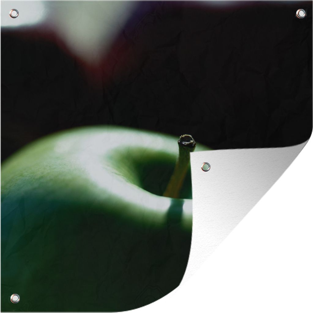 MuchoWow 50x50 cm Outdoor-Poster Gartendeko Sichtschutz Garten Poster für den Garten Nahaufnahme eines grünen Apfels