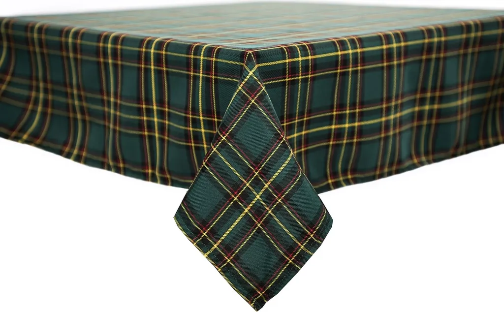 Linge de table tartan vert à carreaux 130 x 190 cm pour table de 6 places