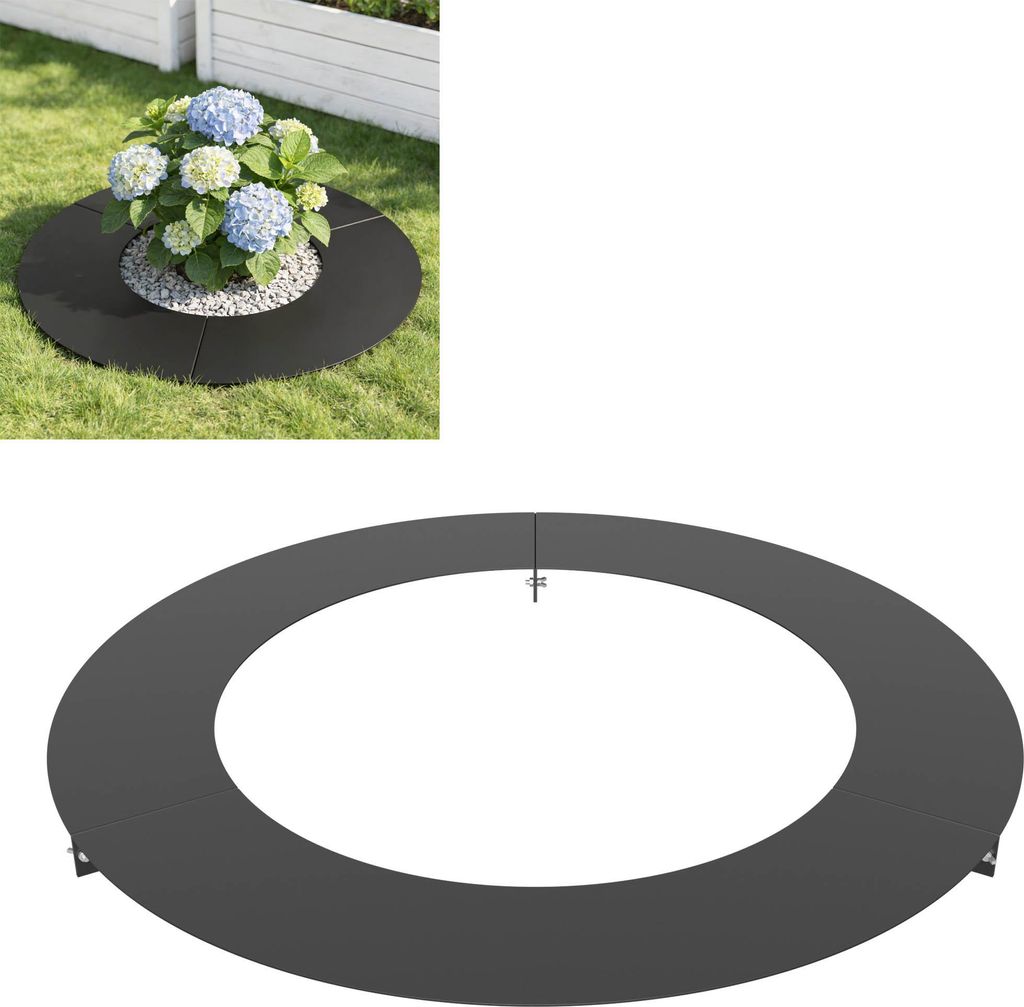 LZQ Runde Rasenkante aus Metall, Schwarz – Baumring Ø 30 cm Produktbild 