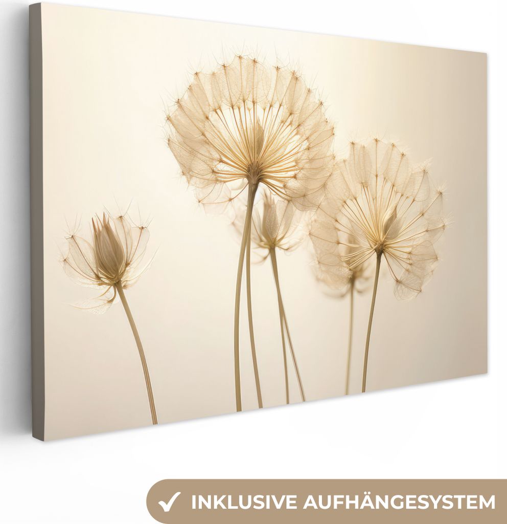 MuchoWow - Leinwandbilder - Sonnenlicht - Löwenzahn - Botanisch - Blumen, Wandbild, Wanddeko Bilder Wohnzimmer, 60x40 cm