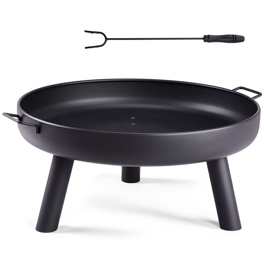 FCH Feuerstelle Ø 80 cm Rauchfrei Holzfeuerschale mit Schürhaken,Feuerkorb und Feuertonne Funkenschutz für Heizung/BBQ Grill, Garten Terrasse