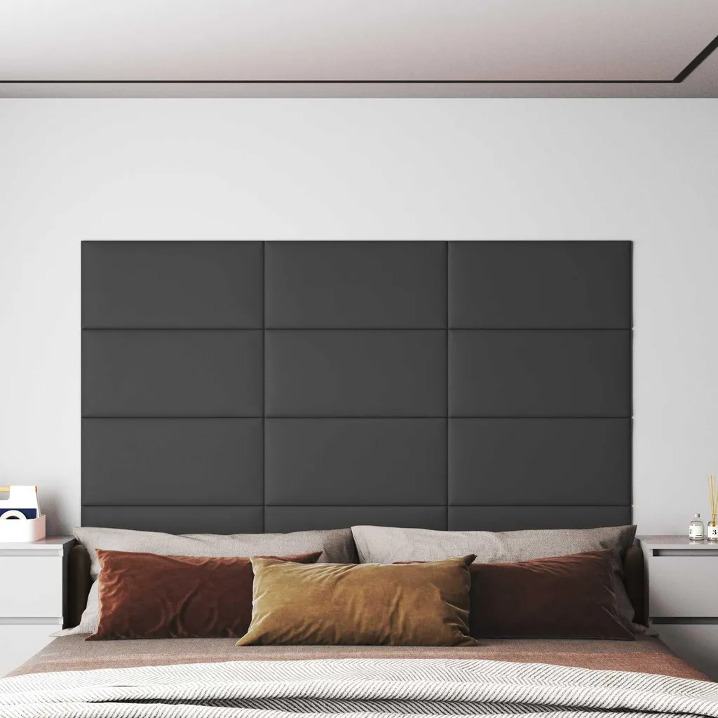 Testiera Letto Modulare 12 Pannelli Grigio 60x30 cm | Arredo Parete Tessuto