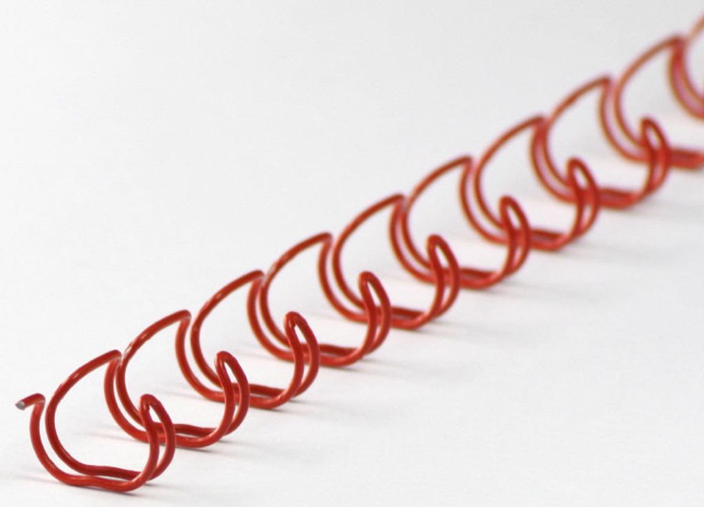 Drahtbinderücken 23 Ringe 6,4mm, 1/4 Zoll, 2:1 Teilung rot