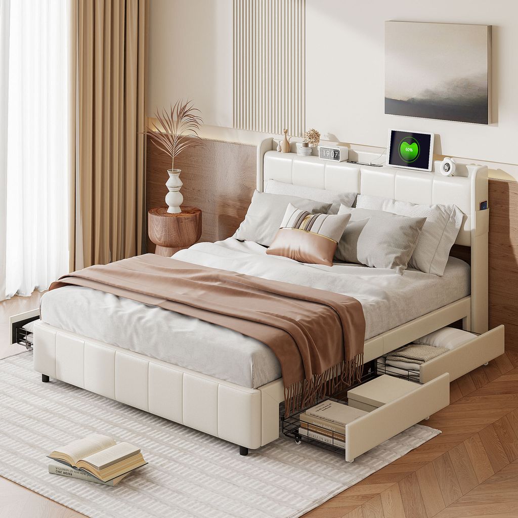 CDGlobal Polsterbett 160x200cm Doppelbett mit Produktbild 
