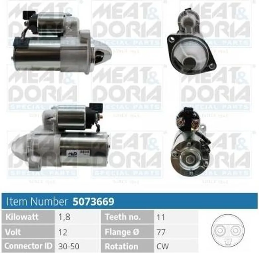 Démarreur de remplacement pour i30 MEAT & DORIA 5073669 équivalent 12V