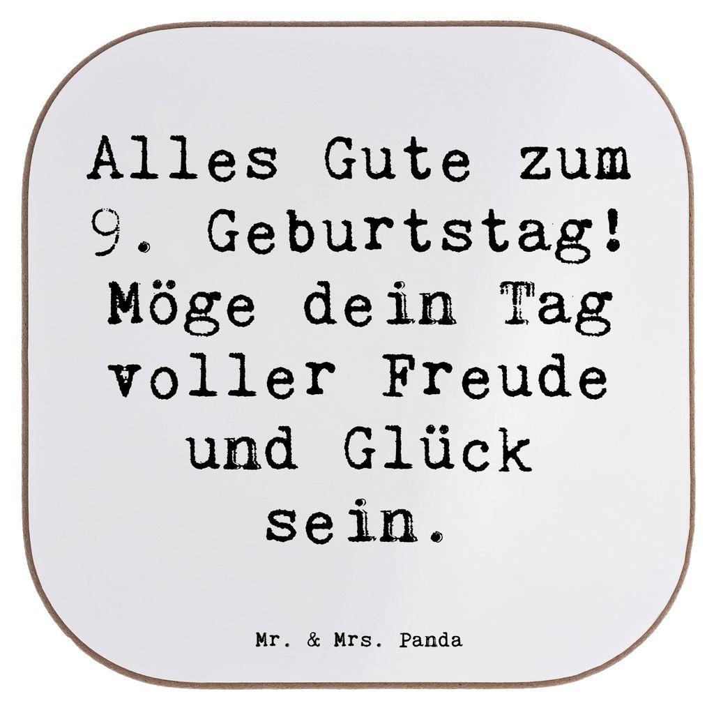 Mr. & Mrs. Panda Tischschoner Spruch 9. Geburtstag Freude - Weiß - Geschenk, Coaster, Geburtstagsfeier, Happy Birthday, Alter, Feier, Tassenunters...
