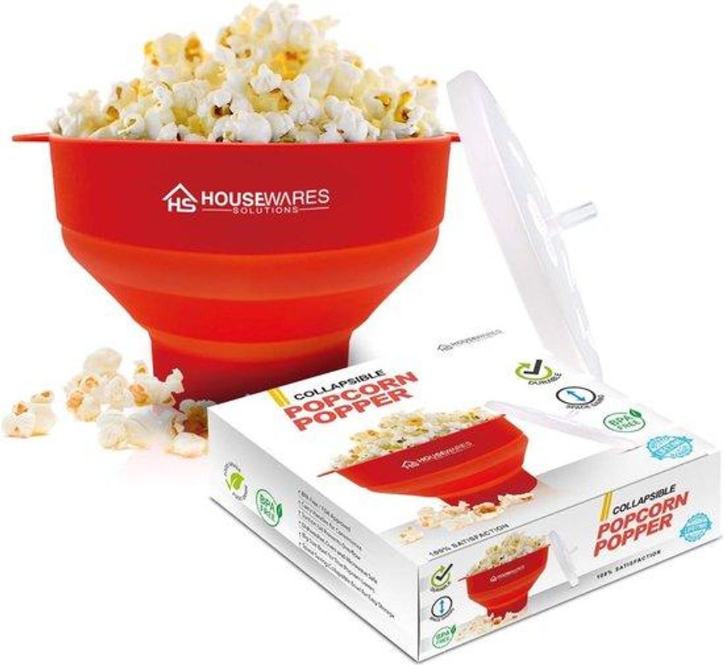 Silikon-Popcornform, einfalten, für die Mikrowellengeräte geeignet, mit Deckel und Griffhaltern