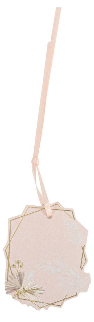 8 Boho-Geschenkanhänger Blush + Gold 6cm mit Federn - Einheitsgröße