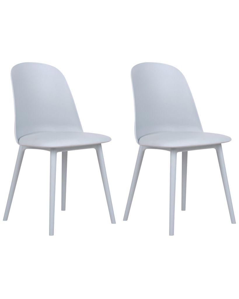 BELIANI Esszimmerstuhl 2er Set Hellblau Kunststoff mit Sitzpolster Hoher Rückenlehne Ohne Armlehnen Modern Wohnzimmer Essbereich Flur Diele Aussta...