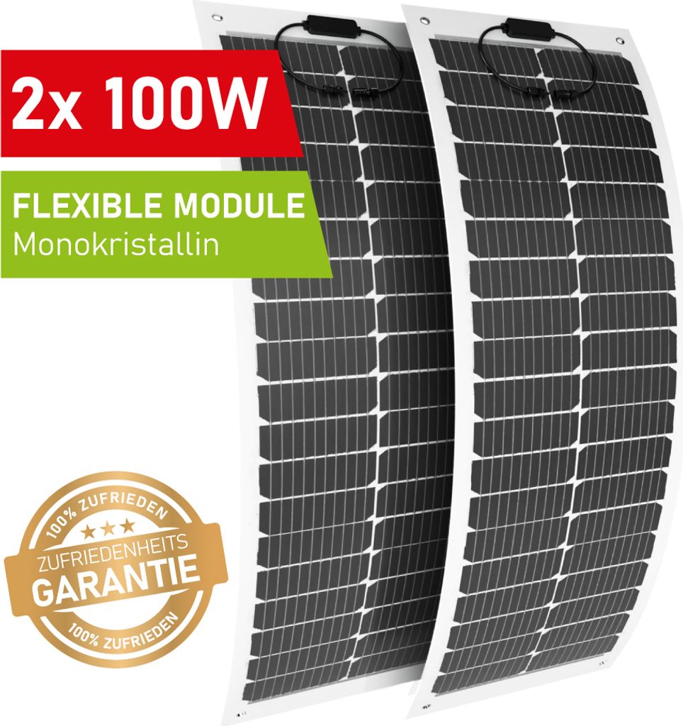 Solarpanel flexibel 200W Solarmodul PV Solar Balkon Wohnmobil 100Watt
