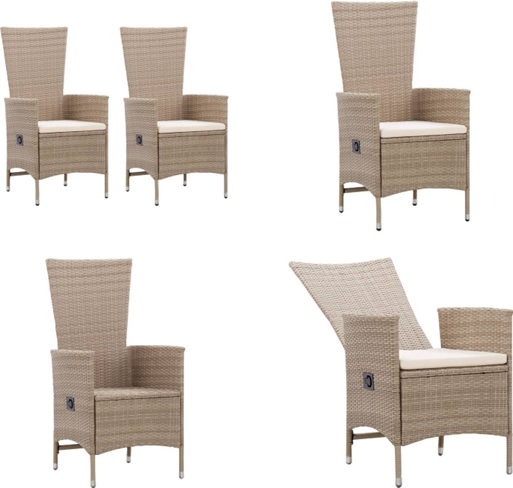 vidaXL Gartenstühle 2 Stk. mit Auflagen Poly Rattan Beige - Gartenstuhl - Gartenstühle - Gartenmöbel - Garten Sitzmöbel