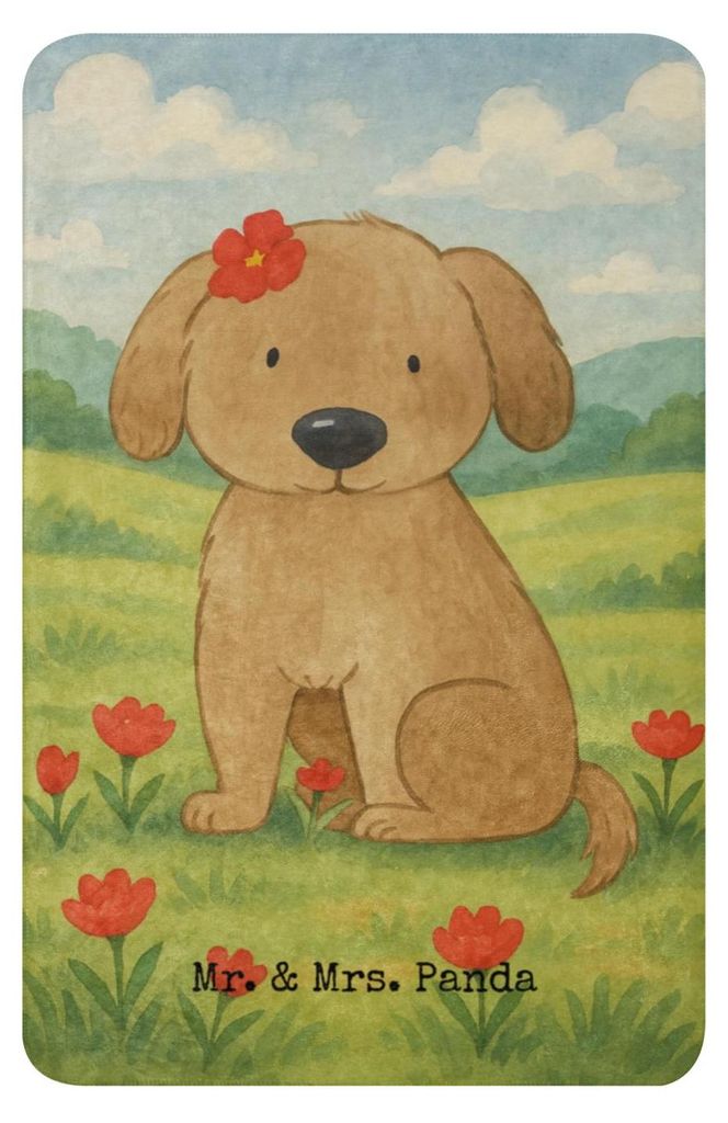 Mr. & Mrs. Panda Tagesdecke Hund Dame Design 100 x 150 cm - Weiß - Geschenk, Wärmedecke, Kuscheldecke, Liebe, Plaid, Heimdecke, Hunde, Vierbeiner...