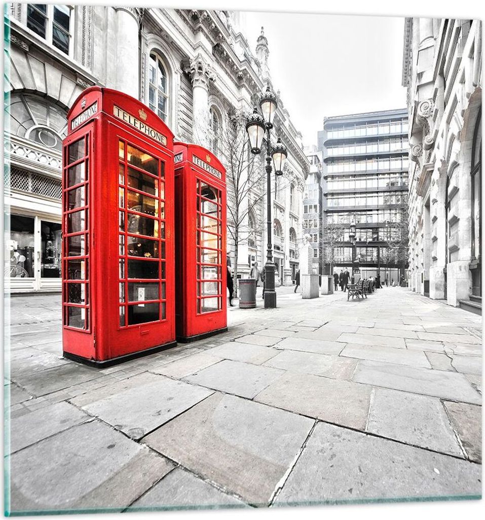 Bilder auf glas - Telefon London Kultur - 50x50cm - Glasbilder - Wandbilder - Kunstdruck - zum Aufhängen bereit - Wanddekoration aus Glas - Glas B...
