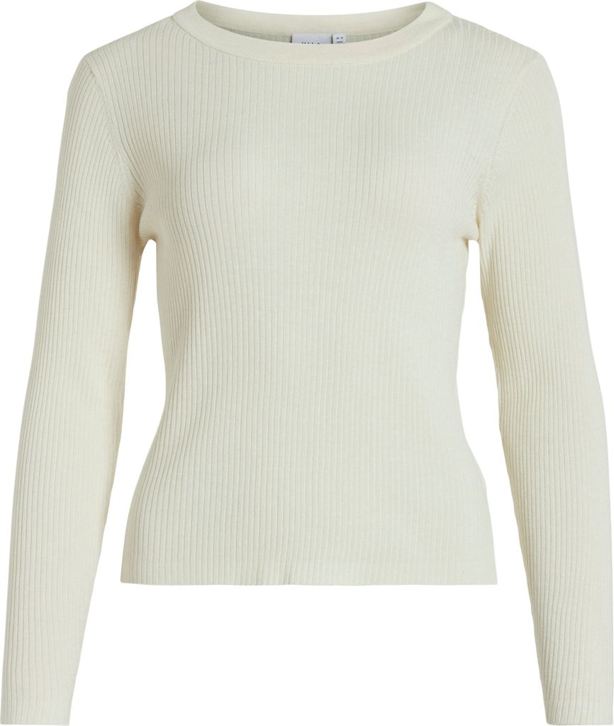 VILA Gerippter Longsleeve Pullover Stretch Feinstrick Shirt Sweater VIABELLA Größe: L