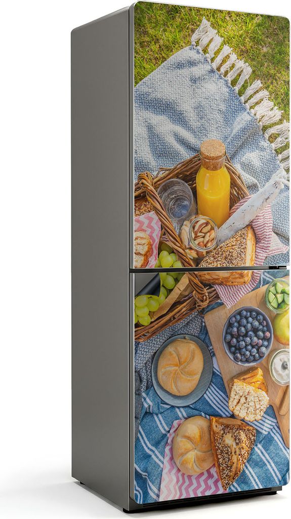 Picknick mit leckeren Leckereien – Magnetische Kühlschrank Abdeckung – Dekorfolie magnetisch Küche – Kühlschrank Magnet Deko – selbstkle...