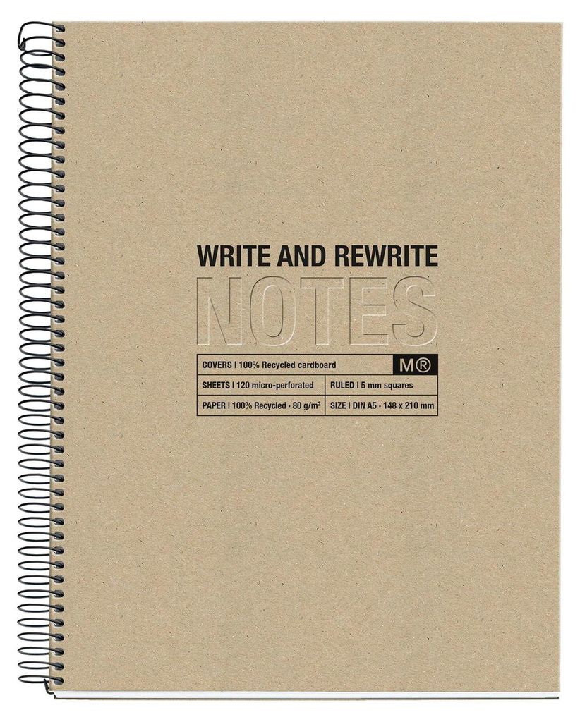 MIQUELRIUS Notizbuch Eco Design 4 A5 kariert Spiralbildung beige schwarz