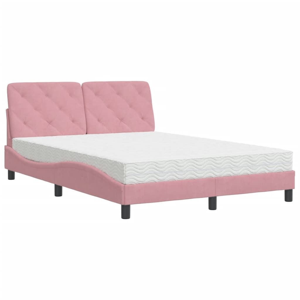 "2026 Aktion"Bett Modernes/Doppelbett - Polsterbett Erwachsene/r /Kind - mit Matratze Rosa 120x200cm Samt - Klassische Betten NeuMöbel642126