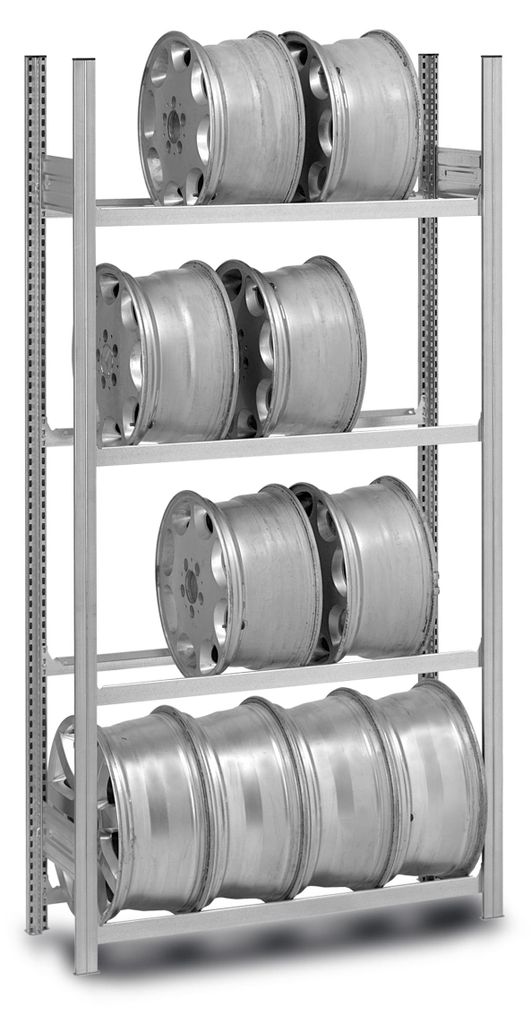 PROREGAL Felgenregal Stecksystem MAGNUS Germany | HxBxT 250x100x30cm | 5 Ebenen | Fachlast 150kg | Verzinkt