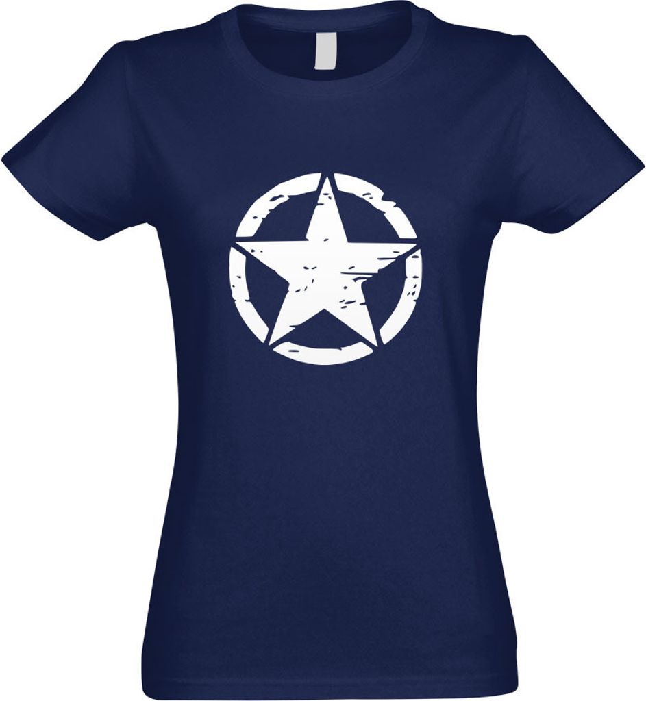 Kiwistar - T-Shirt tailliert - Damen - Navy - United States Army Star - mit Motiv Bedruckt - Funshirt Design - Sport - Freizeit - Damen - M