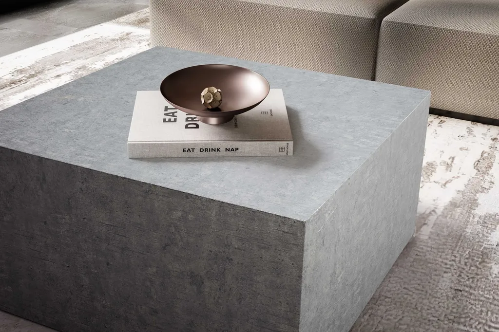 Table basse cube aspect béton gris 60cm design monobloc pour intérieur - 4