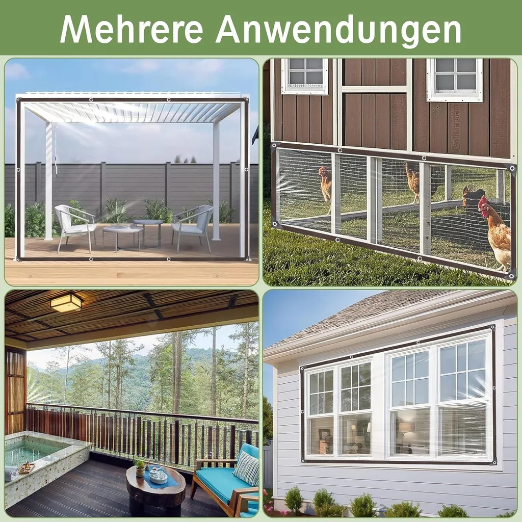 Bâche 2x5m avec œillets renforcés, imperméable et transparente haute densité - 6