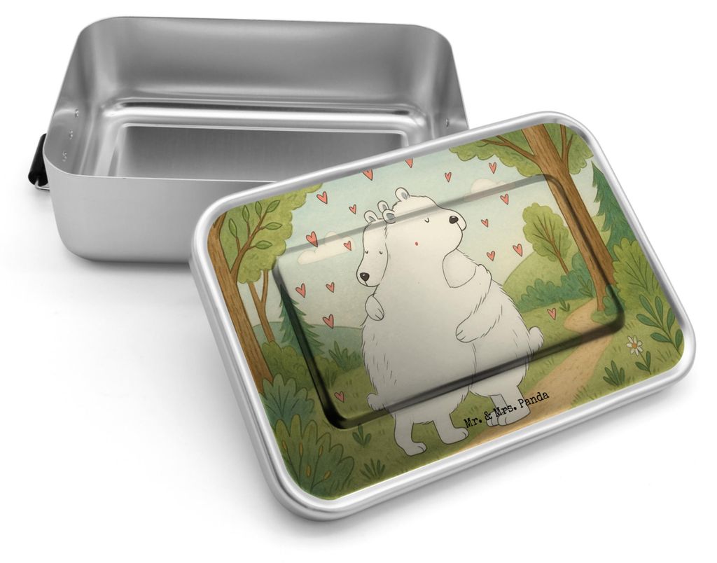Mr. & Mrs. Panda Lunchdose Eisbär Umarmen Design - Weiß - Geschenk, Tiermotive, aluminium brotdose, Essensbox, Metallbox, Metall, Snackbox