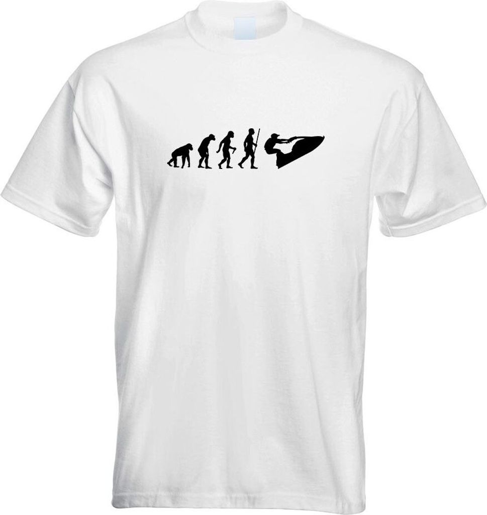 Kiwistar - T-Shirt - Weiss - Jet-Ski Jetboot Evolution Motiv Bedruckt Funshirt Design Print - mit Motiv Bedruckt - Funshirt Design - Sport - Freize...