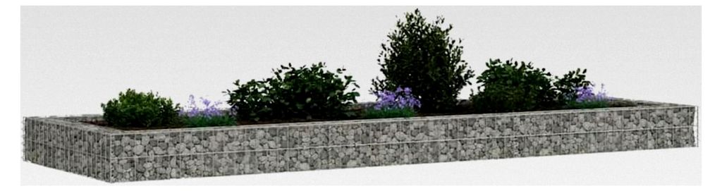 Hochbeet aus Gabionen, verzinkter Stahl, 300 x 100 x 20 cm, Pflanzgefäß für Blumen, Kräuter, Sukkulenten, Terrasse, Patio, Balkon
