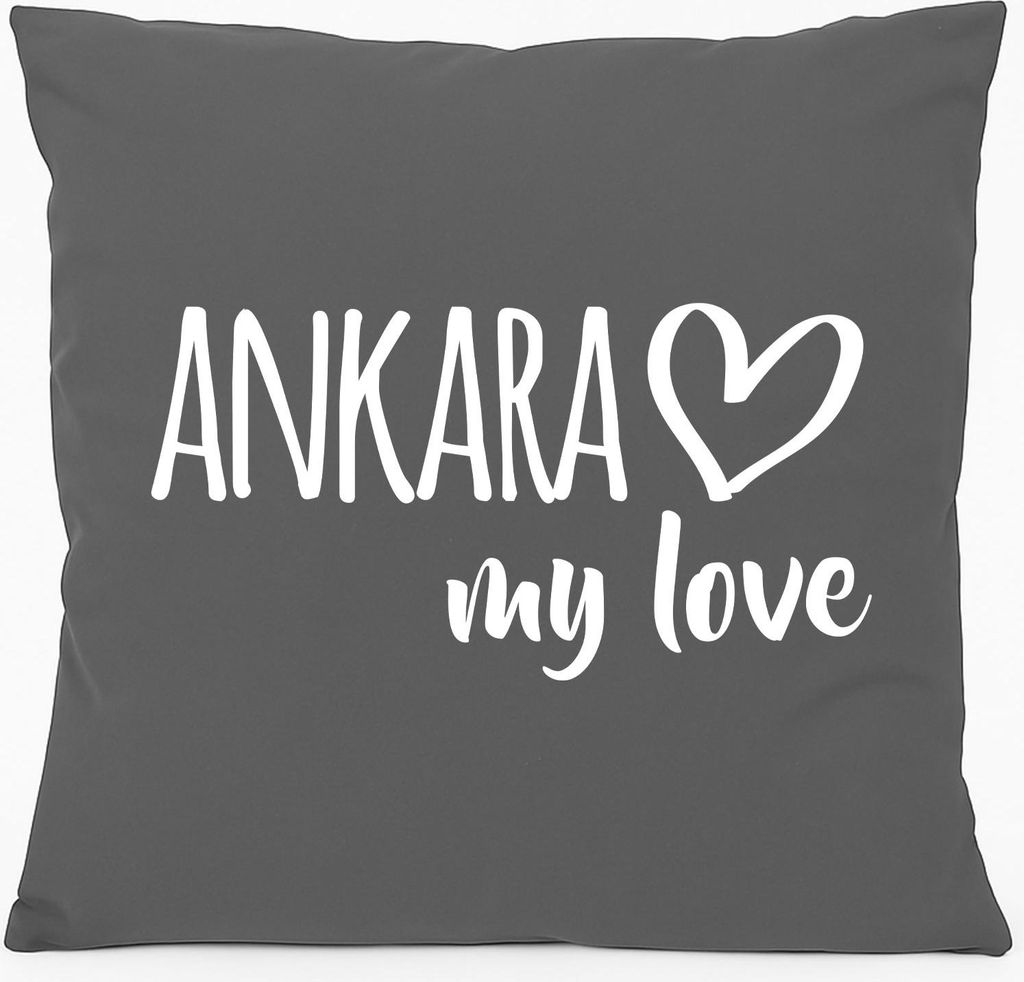 Huuraa Kissen Ankara my love 40x40cm mit Füllung Steel Grey Baumwolle Dekokissen Geschenkidee