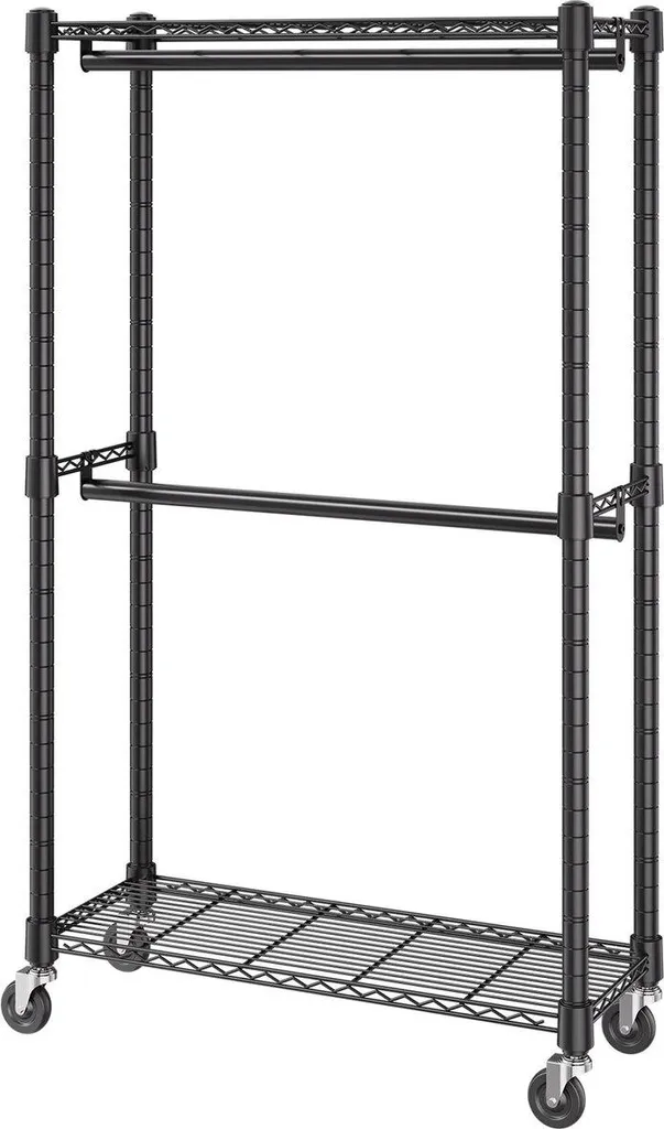 Porte-vêtements robuste double tringle acier 25mm charge max 136kg
